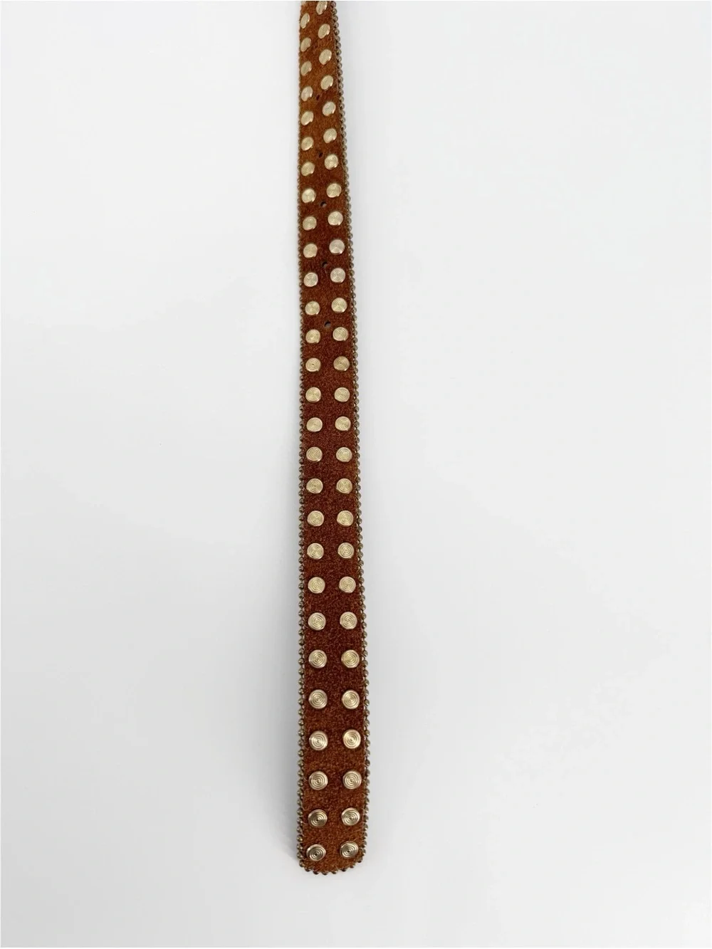 Vintage Leather Belt Brown with Gold Tone Studs & Buckle Medium